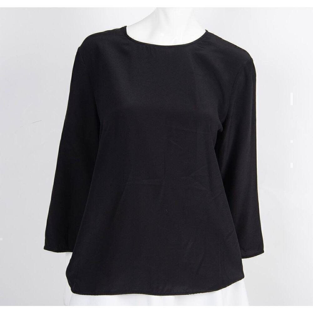 Vintage Diane von Furstenberg slip on black blouse with 3/4 sleeves - size 12